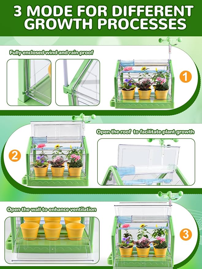 Kids Growing Plant Kit, Lorvain Gardening Set for Kids Education Science Grow House Planting Kit with Compass Irrigation System Terrarium Kit Toddler Garden Set for Boys Girls