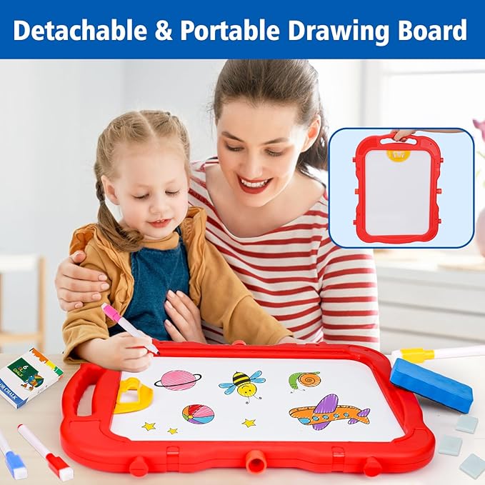 Kids Easel for Toddlers Age 2-4 Art Magnetic White Board & Chalkboard Double Side Adjustable Stand Drawing Writing Learning Educational Toy for 2 3 4 Year Boys Girl Birthday Gifts