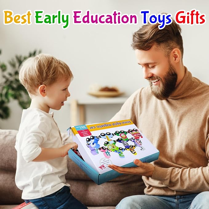 Toddlers Toy for 1 2 3 Years Old Boys Girls, 12 Magnetic Wooden Animal Digital Train Set with Storage Bag,Montessori Toys for 2-3 Years Old Toddlers, Christmas Birthday Easter Gift for Baby Toddlers