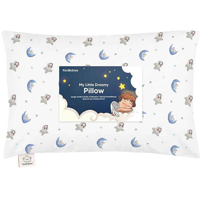 Toddler Pillow with Pillowcase - 13x18 My Little Dreamy Pillow, Organic Cotton Toddler Pillows for Sleeping, Kids Pillow, Travel Pillows, Mini Pillow, Nursery Pillow, Toddler Bed Pillow (Space Drift)