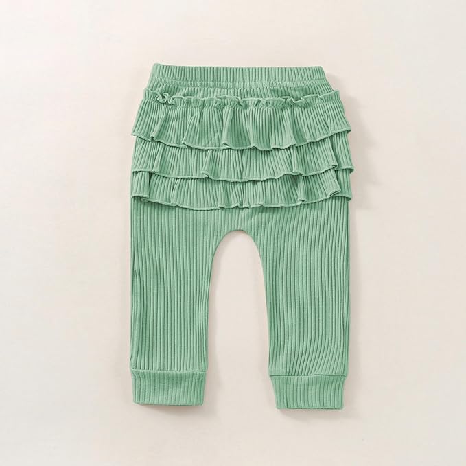 Baby Girl Clothes Newborn Infant Fall Winter Outifts Ribbed Ruffle Long Sleeve Romper Pant Outfit Set 3pcs 0-18Months