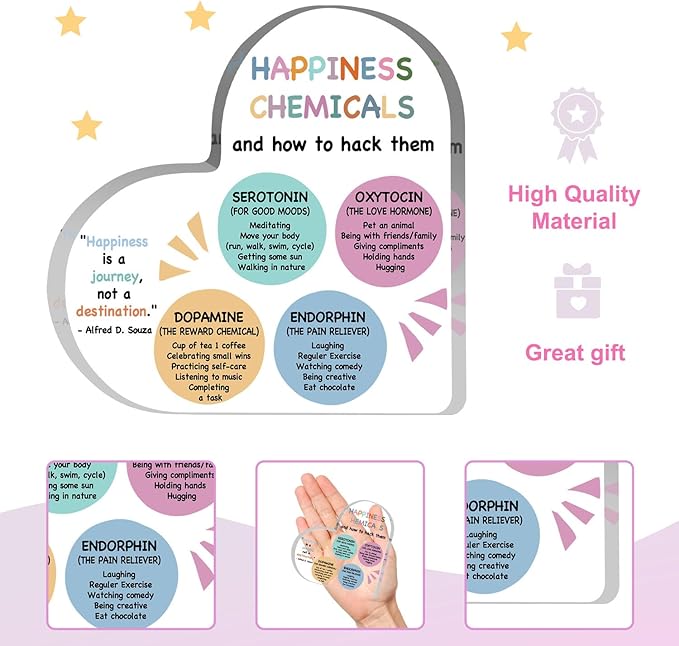 Happiness Chemicals Decor, Wellbeing Art Printed Gifts Therapy Office Decor, Mindfulness, DBT Poster, Mental Health Decorations for Counseling Office