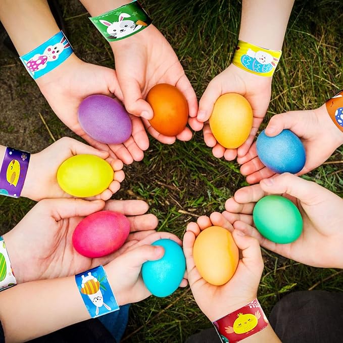 54Pcs Easter Slap Bracelets, Easter Basket Stuffers, Easter Egg Fillers Gifts, Easter Egg Hunt Event, Party Favors , Classroom Prizes for Kids Teens Toddler, School Supplies