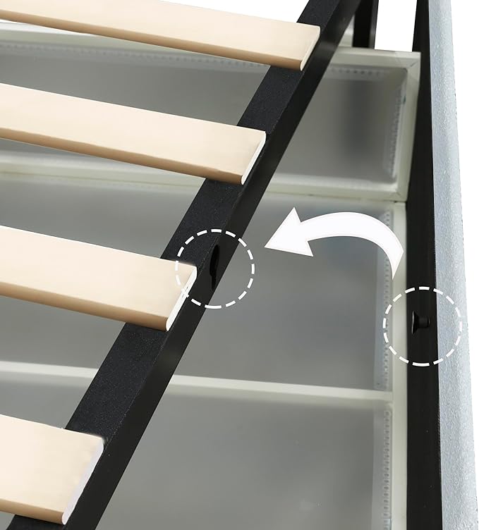 Christopher Knight Home Liv Upholstered Bed with Storage, Queen Size Platform Bed with 4 Drawers, Curved Stitched Tufted Headboard, Wooden Slat Mattress Support, No Box Spring Needed, Ivory Boucle