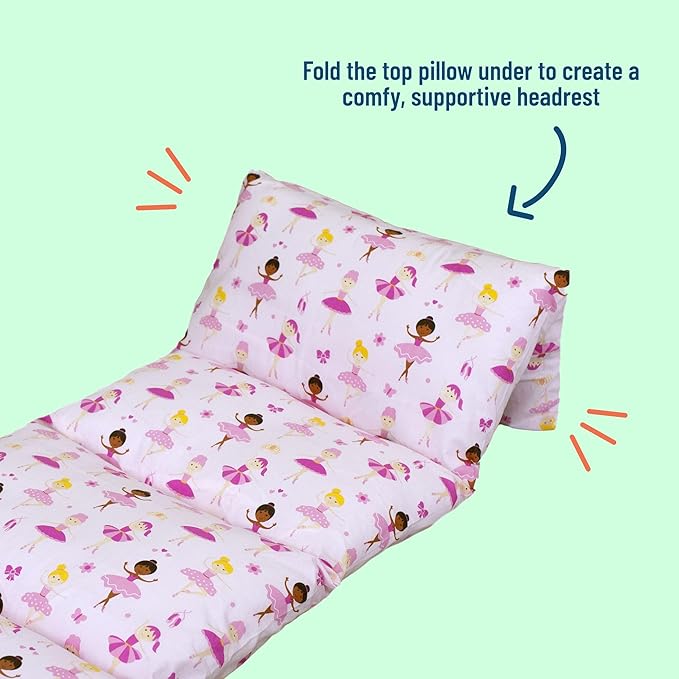Wildkin Kids Floor Lounger: Ideal for Boys and Girls, Travel-Friendly, Perfect for Sleepovers - Pillow Lounger for Kids, Requires Standard Size Pillows Not Included (Ballerina)