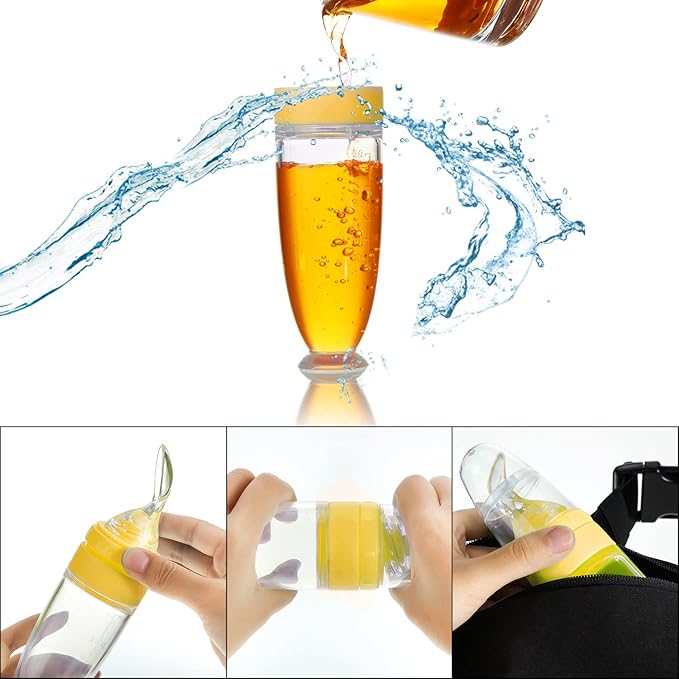 2 Pieces Silicone Baby Spoons Baby Feeding Spoon with Standing Base for Infant 0-24 Months Dispensing and Feeding (Yellow)