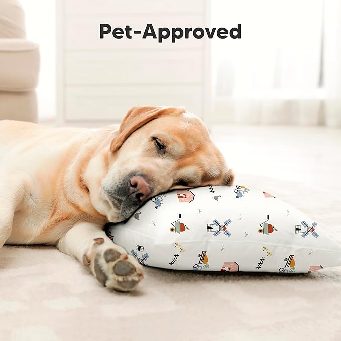 Toddler Pillow with Pillowcase - 13x18 My Little Dreamy Pillow, Organic Cotton Toddler Pillows for Sleeping, Kids Pillow, Travel Pillows, Mini Pillow, Nursery Pillow, Toddler Bed Pillow (Grasslands)