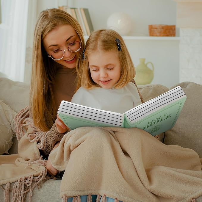 Children's Cartoon Plush Toy Throw Pillows, Christmas holiday Bible Book Pillow that Opens, Home Aesthetic Room Decorative Pillow, Kids Pillow, for Bedroom Sofa Cushion Chair Couch Bed (Green)