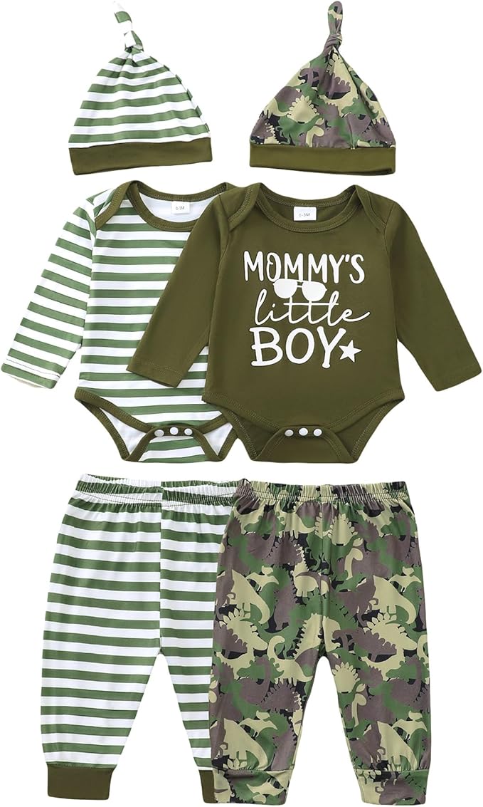 Newborn Baby Boy Clothes Infant Boys Outfits Romper 2-Pack Cute Baby Boy Pants Set Hat 0 3 6 9 12 18 Months