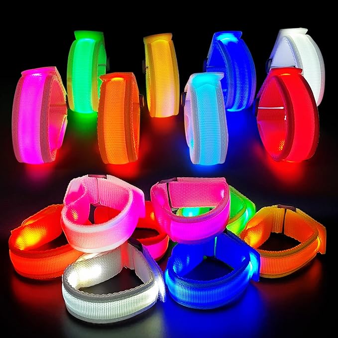 16pcs LED Light Up Bracelets Glow Flashing Wristbands Glow in The Dark Party Supplies for Wedding, Raves, Concert, Camping,Sporting Events, Party
