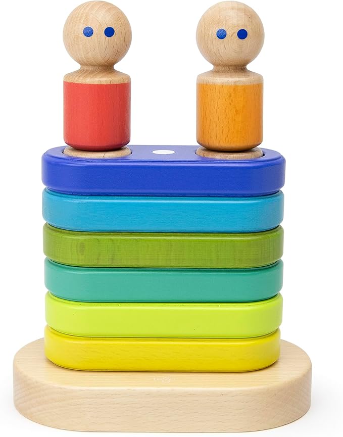 11 Piece Tegu Magnetic Floating Stacker Building Block Set, Rainbow