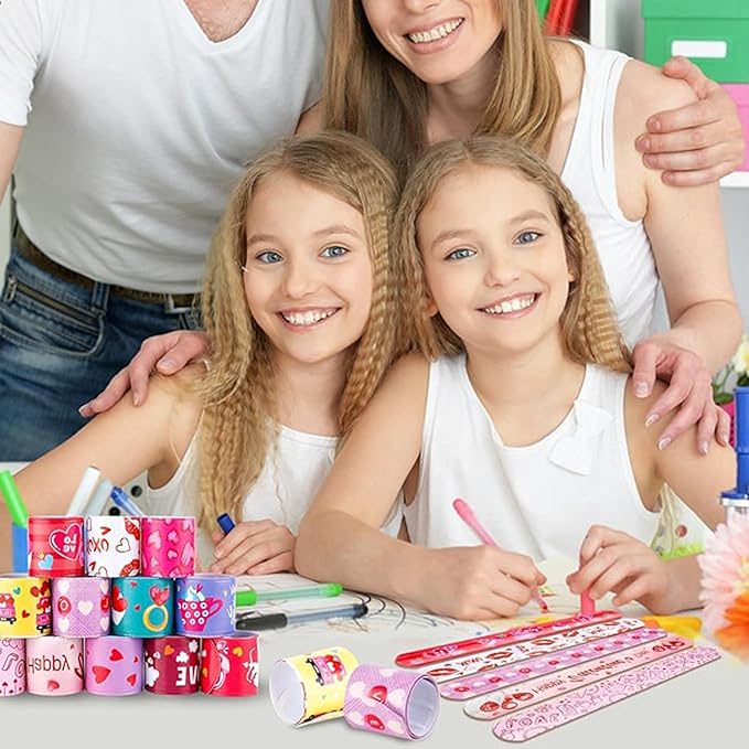 36 PCS Valentines Day Slap Bracelets Kids Party Favors, Bulk Snap Bracelet St Patrick's Day Party Favors Supplies for kids&teens Gifts Teacher Classroom School Favors Prizes