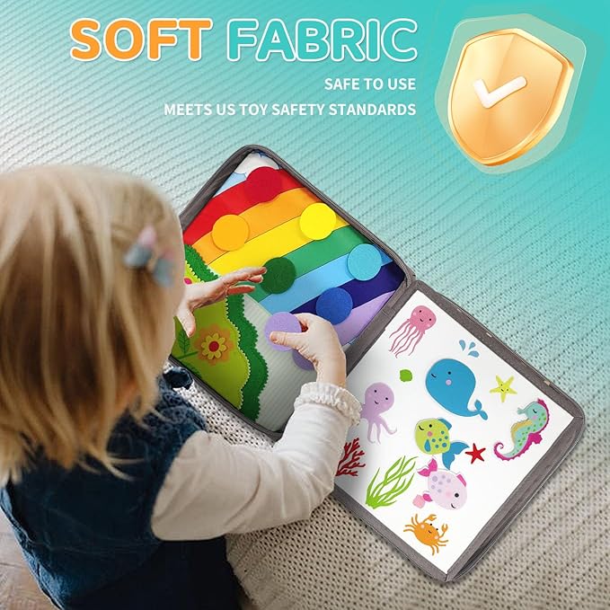 Quiet Book for Toddlers, Busy Book Montessori Toys with Preschool Learning Educational Activities for Boys & Girls,Toddler Book Activity for Car Travel Must Have Trip Essential