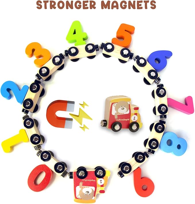 Number Train Set for 1 2 3 Year Olds, Educational Toy Cars for Toddlers, Montessori Learning Toys for Boys and Girls (Red)