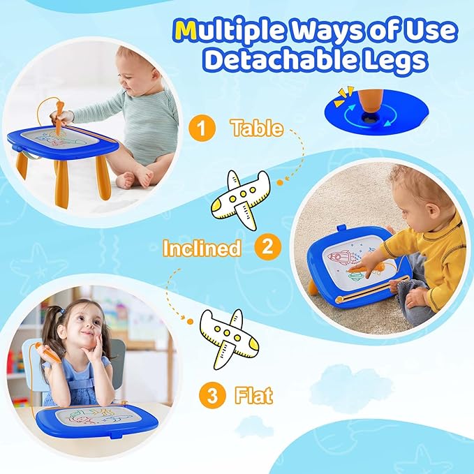 Kikidex Toddlers Toys Age 1-3, Magnetic Drawing Board, Toddler Girl Toys for 1-2 Year Old, Doodle Board Pad Learning and Educational Toys for 1 2 3 Year Old Baby Kids Birthday Gift (Dark Blue)