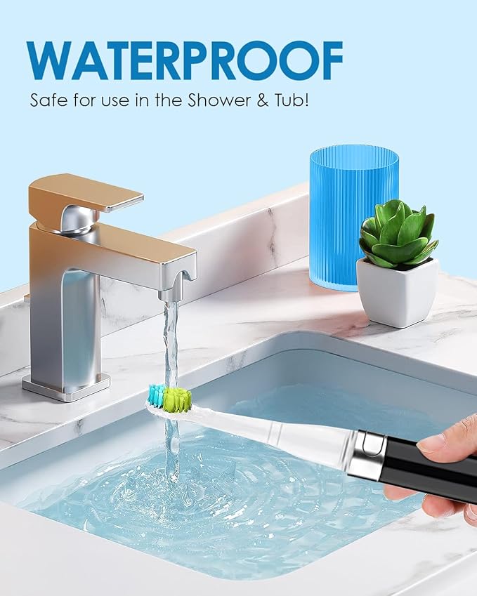 Voom Sonic Go 1 Series Travel Electric Toothbrush | Travel Toothbrushes - Battery Operated Toothbrush for Adults & Kids, Dentist Recommended Toothbrush, Portable w/ 2 Minute Timer (Black)