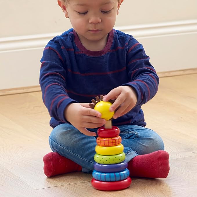 Orange Tree Toys Lion Stacking Ring | Colorful Wooden Educational Puzzle for Toddlers 1+, Sustainably Made, Perfect for Learning Size Differentiation