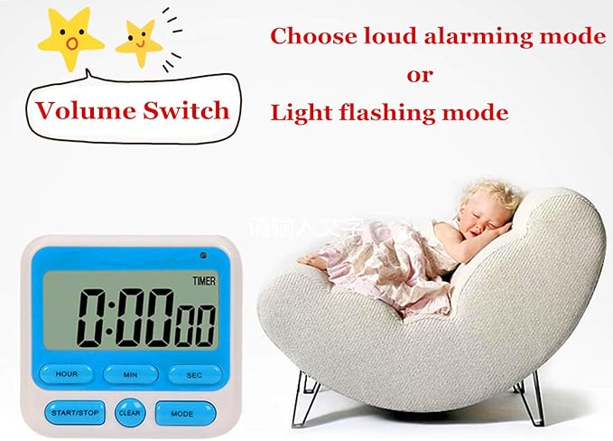 24-Hours Digital Kitchen Timer, Upgraded 12-Hour Display Clock, Big Digits, Loud Alarm, Magnetic Backing Stand, Count-Up & Count Down, Kids Timers for Cooking Baking Classroom Teachers Games(4 Pack)