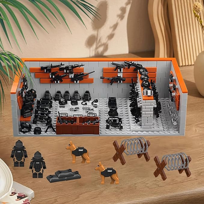 583 Piece Armory Building Set,WW2 Military Base Army Equipment Building Kit,STEM Battle Swat Team Toys,Weapon Pack Military Equipment Gear Sets,Christmas Birthday Gifts for Boys,Teens,Adults