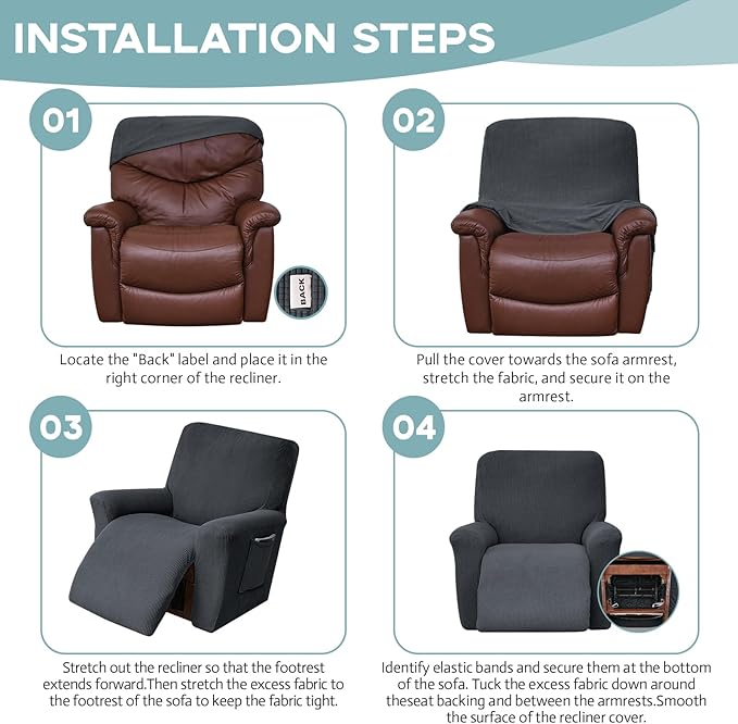 Recliner Chair Cover Lazy Boy Recliner Covers Recliner Covers for Recliner Chair 1 Piece Furniture Protector Prevent wear and pet Hair(Recliner,Dark Grey)