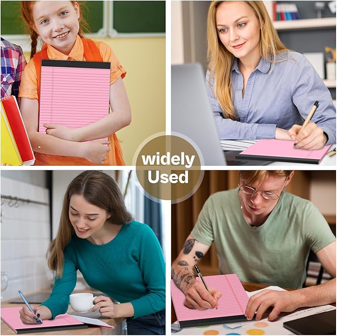 2 Pcs Legal Pads 8.5 x 11 Pink Note Pads 8.5 x 11 Notepad 8.5 x 11 Micro Perforated Writing Pads 8.5 x 11 Lined Paper Pads Wide Ruled Pad of Paper 30 Sheets Notebook for Study, To-Do Lists, Office