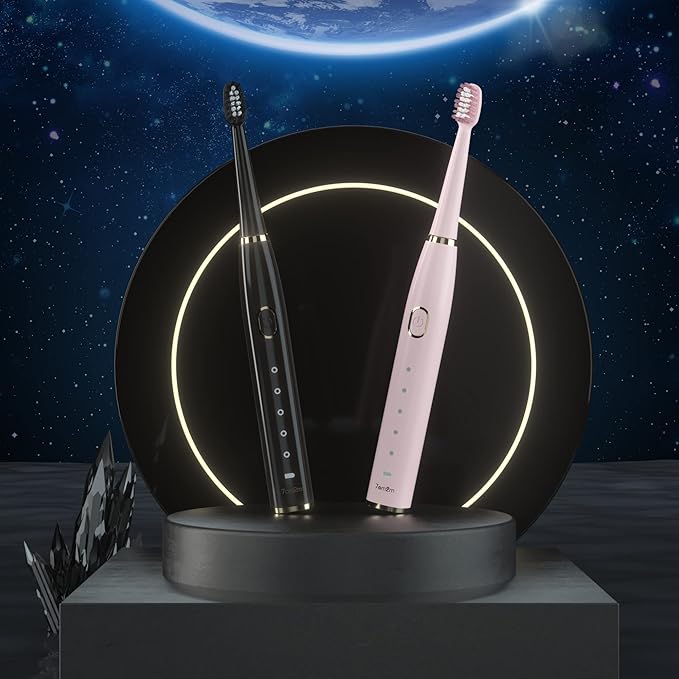 7AM2M Sonic Electric Toothbrush for Adults and Kids- High Power Rechargeable Toothbrushes with 8 Brush Heads,5 Adjustable Modes, Built-in 2-Minute Smart Timer,4 Hours Fast Charge for 30 Days(Pink)