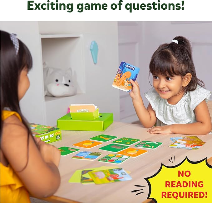 Skillmatics Card Game - Guess in 10 Junior Animals for Kids, Boys, Girls Who Love Board Games and Educational Toys, Travel Friendly for Ages 3, 4, 5, 6
