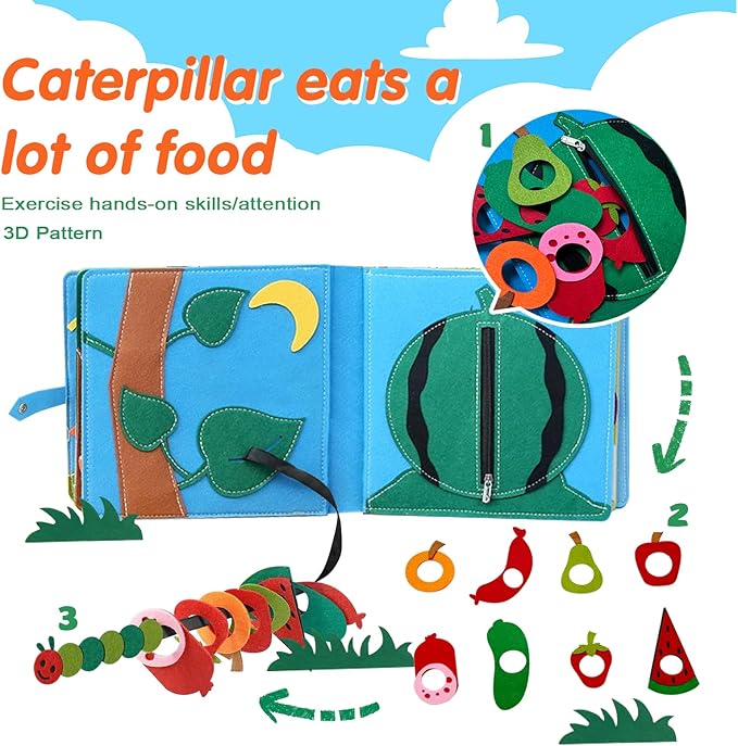 Montessori Farm Busy Book for Toddlers,Montessori Toy for 3 4 5 Years Old Boy Girl-Busy Quiet Book with Life Skills,Color Sorting,Counting Number for Autism Sensory Toy,Toddler Toy for Airplane Travel