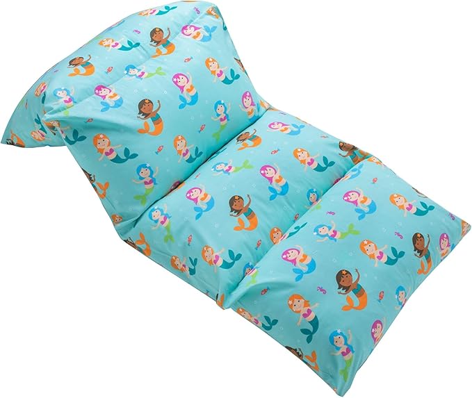 Wildkin Kids Floor Lounger: Ideal for Boys and Girls, Travel-Friendly, Perfect for Sleepovers - Pillow Lounger for Kids, Requires Standard Size Pillows Not Included (Mermaids)