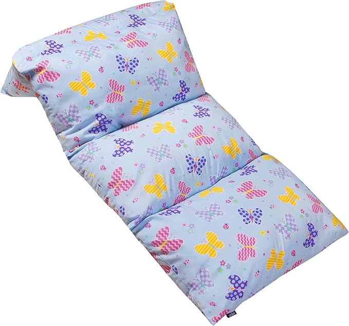 Wildkin Kids Floor Lounger: Ideal for Boys and Girls, Travel-Friendly, Perfect for Sleepovers - Pillow Lounger for Kids, Requires Standard Size Pillows Not Included (Butterfly Garden)