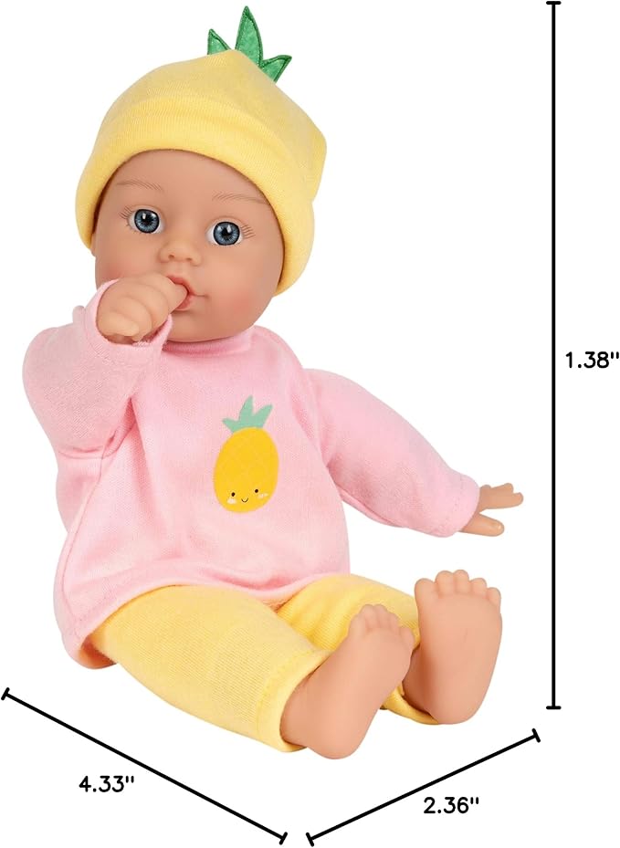 ADORA 11" Soft Cuddly Baby Doll with Blue Eyes, Blonde Hair, Bottle, Beanie, Pink/Yellow - Amazon Exclusive