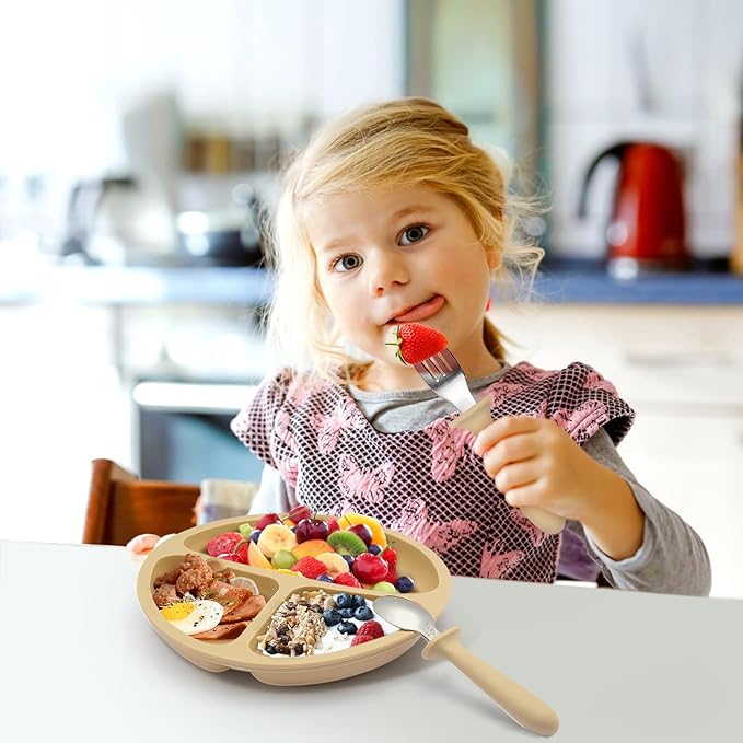 6 Pack Toddler Utensils, kids Silverware with Silicone Handle, 18/8 Stainless Steel Children Safe Spoons and Forks Set Baby Feeding Essentials, Dishwasher Safe
