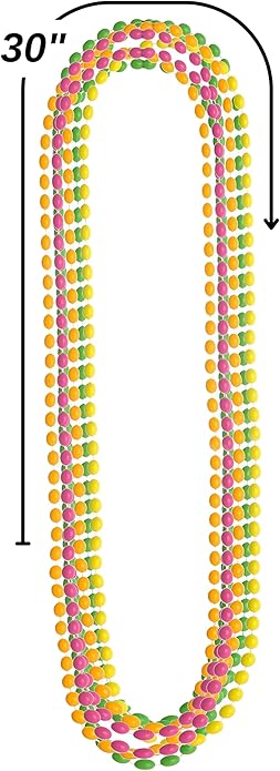 Amscan Neon Bead Necklaces - 30" - Stylish & Fun Accessory Perfect For Costume Parties, Festivals, School Events & More