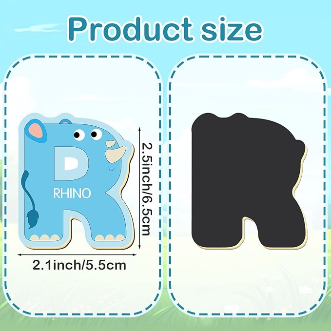 41 Pieces Wooden Thick Alphabet Magnets for Toddlers Fridge, Large Cute Animal Colorful ABC 26 Uppercase Letters, 10 Numbers Magnetic Alphabet Educational Toy Set for Kids Preschool Learning Spelling