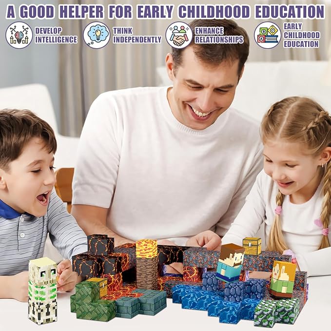 213 PCS Magnetic Blocks Building Toys Set Sword Kids Building Blocks for Toddler Boys Girls 3+, STEM Sensory Magnetic Cubes Christmas Birthday Present Construction Building Toys