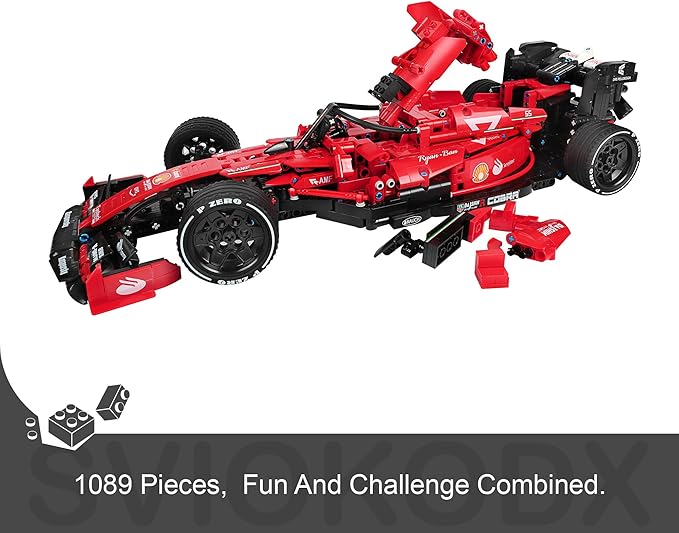 F1 Racing car technic Building Sets,Formula 1 Model Cars ,1:12 MOC Sports car Building Blocks,Collectible Kits for Kids 8+ and Adults (red)(1392 Pieces Bricks)