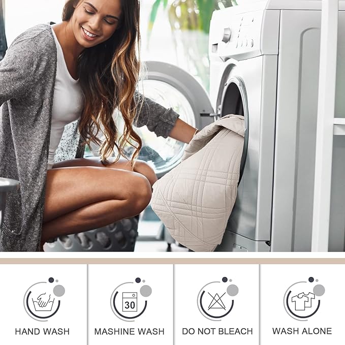 TAOCOCO 100% Waterproof Loveseat Recliner Cover, Non Slip Split Loveseat Covers for Reclining Loveseat with Elastic Straps, Washable Recliner Chair/Furniture Protector for Kids Pets(2 Seater, Cream)