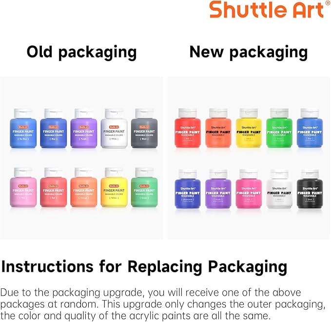 Kids Washable Finger Paints Set, Shuttle Art 33 Pack Non Toxic Kids Painting Set with 10 Colours (60ml) Finger Paints, Paint Pad, Sponge Paint Brushes, Eco Natural for Children and Toddler