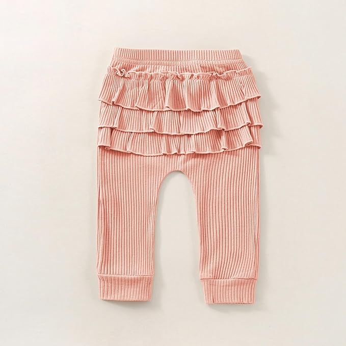 Baby Girl Clothes Newborn Infant Fall Winter Outifts Ribbed Ruffle Long Sleeve Romper Pant Outfit Set 3pcs 0-18Months