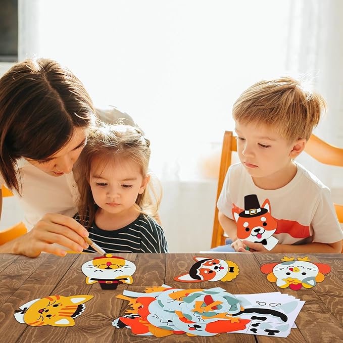 30 Sets Thanksgiving Crafts for Kids DIY Turkey Magnet Craft Pet Make Your Own Thanksgiving Craft for Kindergarten Preschool Fall Thanksgiving Fun Classroom Home Activity Party Supplies