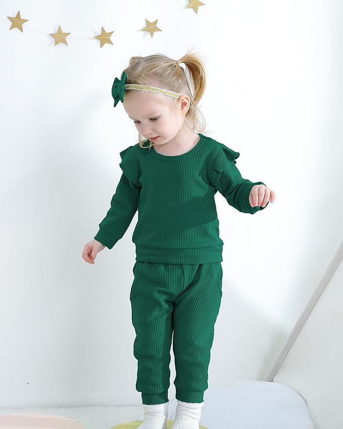 Mioglrie Baby Girl Clothes Infant Toddler Girls Fall Winter Outfits Sweatshirts Clothing Set 3 6 12 18 24 Month 2T 3T