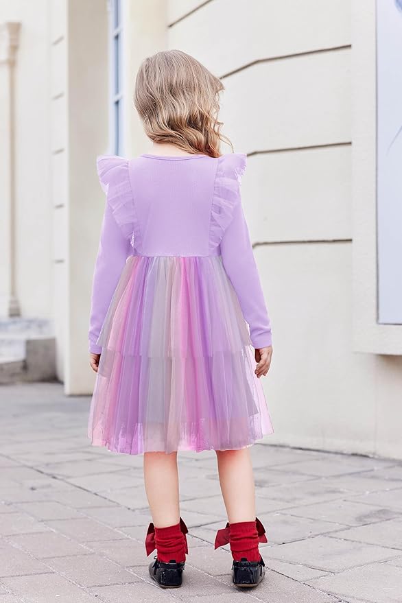 Arshiner Toddler Dress Baby Girls Tutu Tiered Formal Party Sequin Tulle Dresses Fall Winter Clothes for 1-6 Years