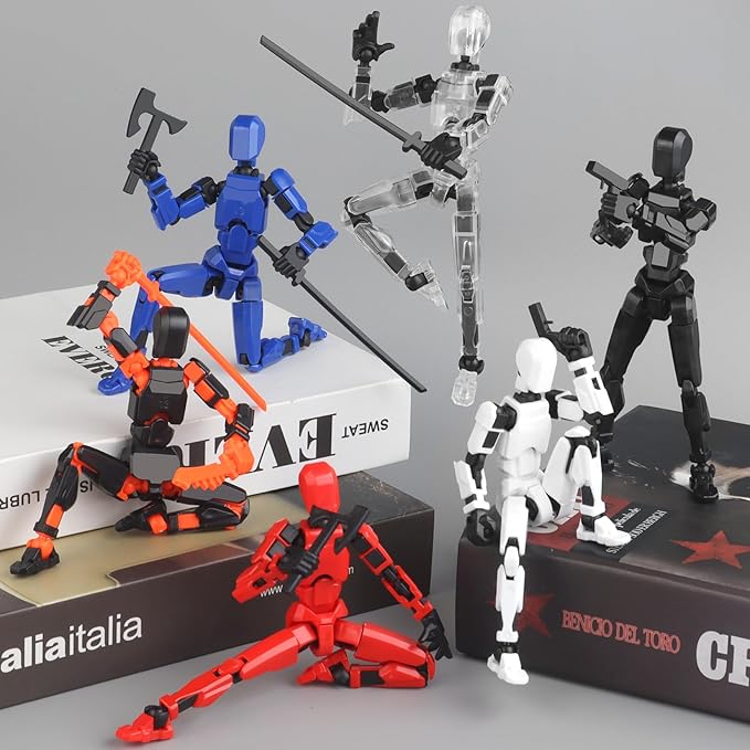 6Pack Titan T13 Action Figures Set - Lucky Spider T13 Action Figure 3D Printed Robot Figures Titan 13 Action Figures for Modeling Collector Birthday Gift for Kid 3-8 Year(Requires Assembly)