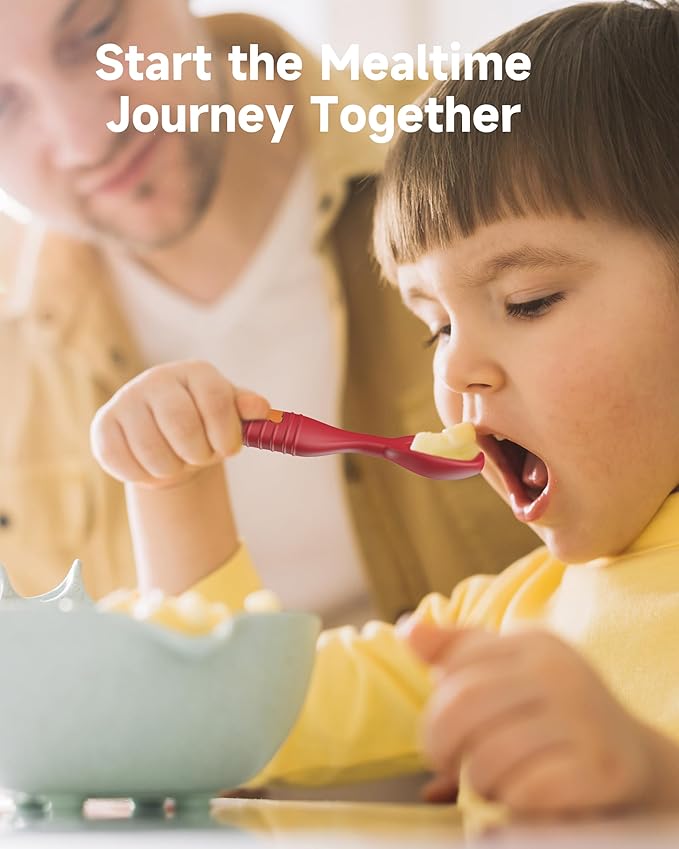 2 Pack Baby Spoons, First Stage Spoons, Food Grade Silicone, 6+ Months, Teething for Self Feeding, Toddler Utensils for Baby Led Weaning, BPA Free