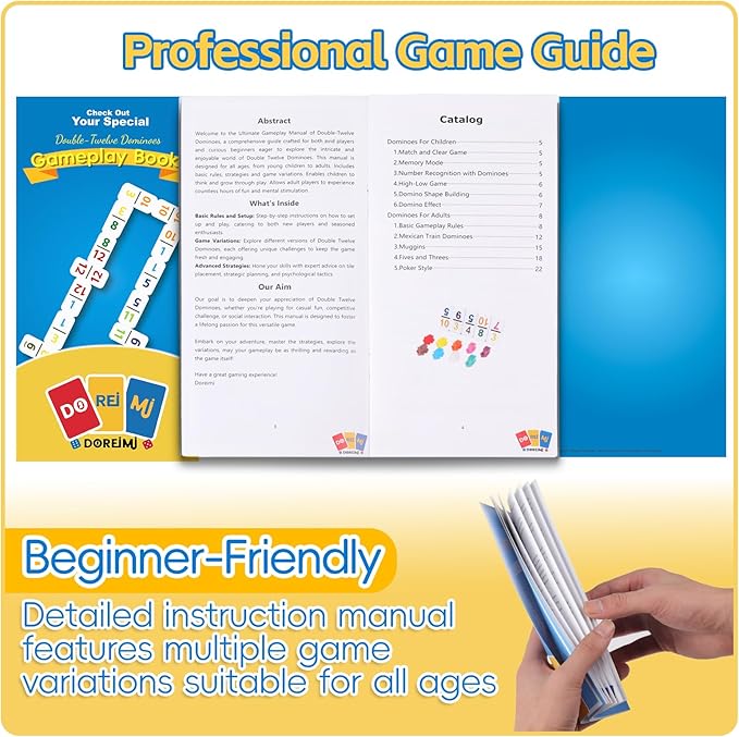 Mexican Train Dominoes Set with Numbers and 8 Wooden Racks,Double 12 Dominos Set for Kids, Adults Travel Domino Train Set with 91 Colored Tiles and Upgrated Hub, Classic Board Games for Family Night