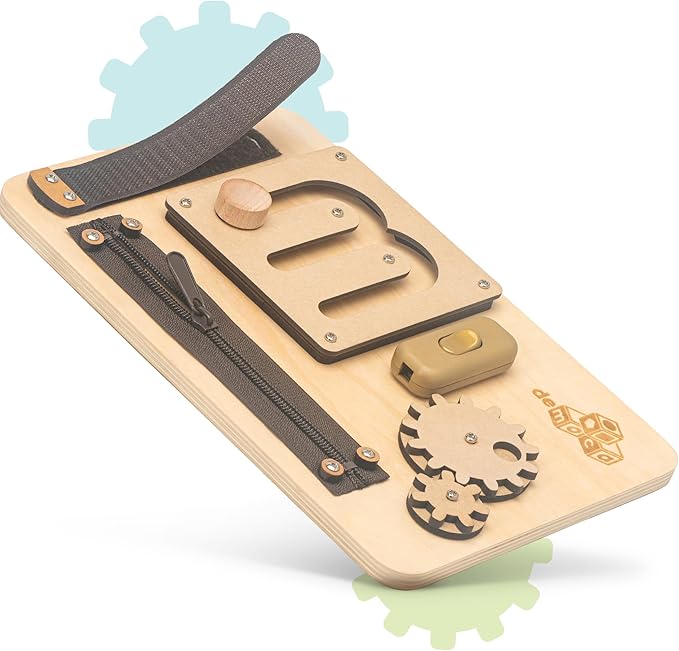 deMoca Montessori Busy Board for 1 Year Old, Sensory Airplane Toys for Toddlers 1-3, Plane Travel Toy with Educational Activities for 1 2 3 Year Old, Gift for Boys and Girls, Packaging May Vary