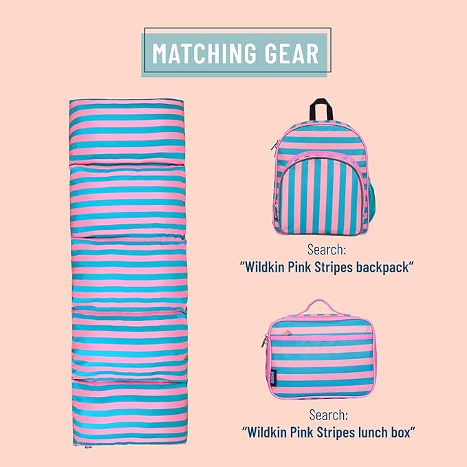 Wildkin Kids Microfiber Floor Lounger – Travel-Friendly, Sleepovers, Pillow Not Included - Pink Stripes