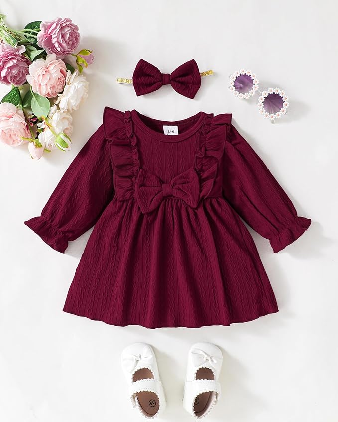 Mioglrie Baby Girl Dress Toddler Girls' Dresses 3 6 9 12 18 24 Months 2t 3t Girls Clothes Fall Winter Outfits