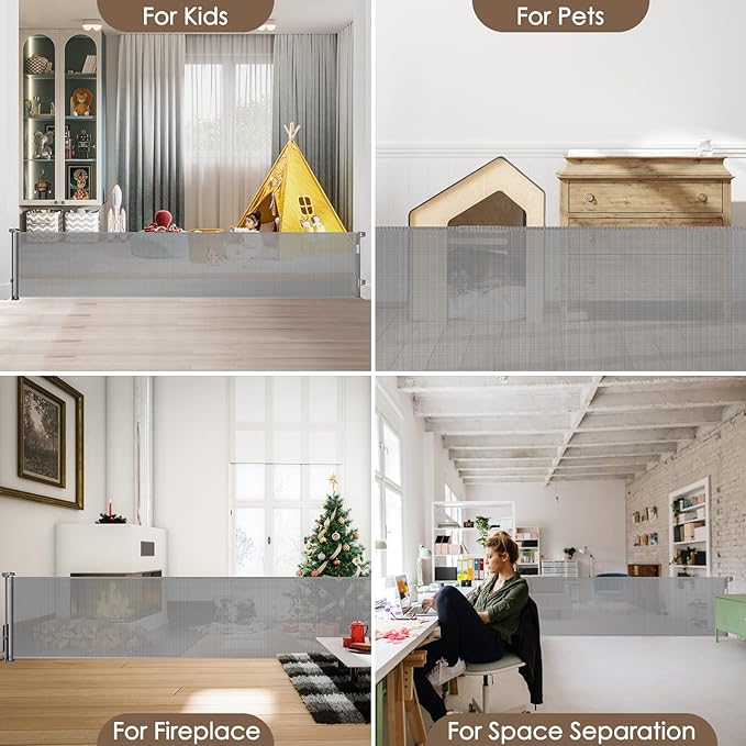 178 Inch Retractable Baby Gates Extra Wide Gates for Dogs Indoor Outdoor Large Baby Gate for Super Wide Openings Dog Gates for The House Extra Wide Long Baby Gate for Doorways Retractable Pet Gate