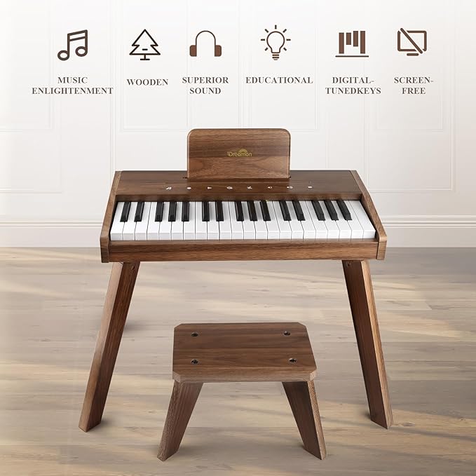 Dreamon Kids Digital Piano Keyboard, Music Educational Instrument Toy, Wood Piano for 3+ Girls and Boys, Christmas & Birthday Gifts for Kids Ages 6-12 Years Old